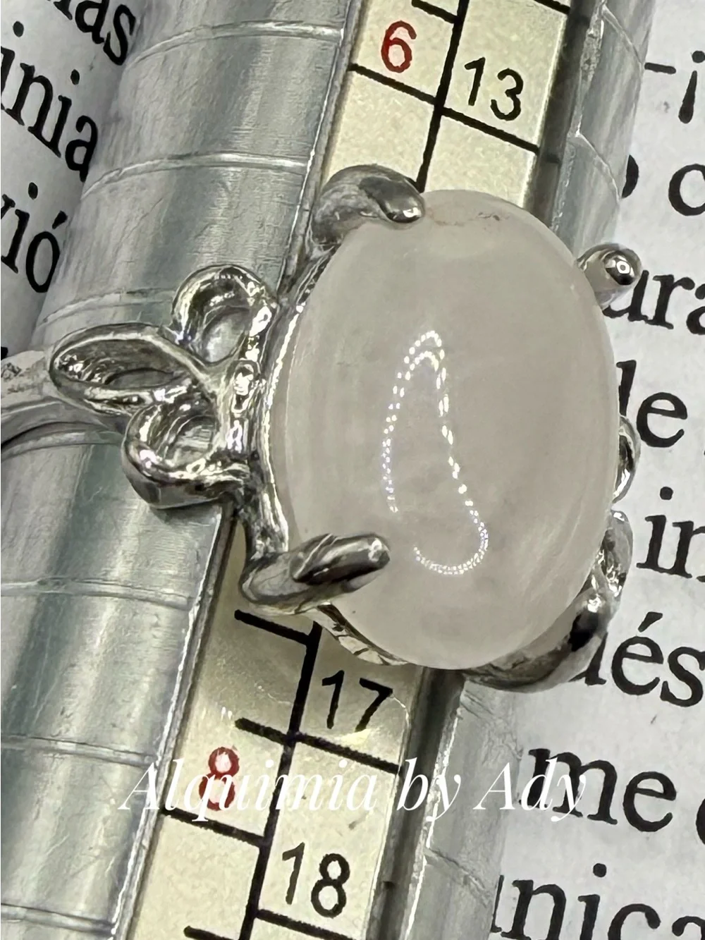 Pink Quartz Rhodium Silver Ring – 20mm Oval Stone, Tarnish-Resistant